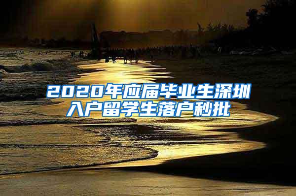 2020年应届毕业生深圳入户留学生落户秒批