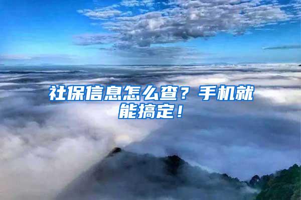 社保信息怎么查？手机就能搞定！