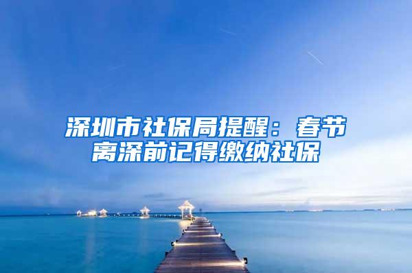 深圳市社保局提醒：春节离深前记得缴纳社保