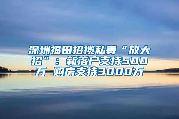 深圳福田招揽私募“放大招”：新落户支持500万 购房支持3000万