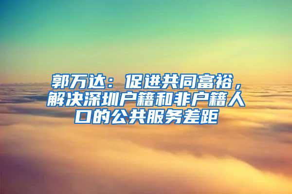 郭万达：促进共同富裕，解决深圳户籍和非户籍人口的公共服务差距