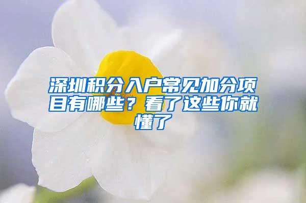 深圳积分入户常见加分项目有哪些？看了这些你就懂了