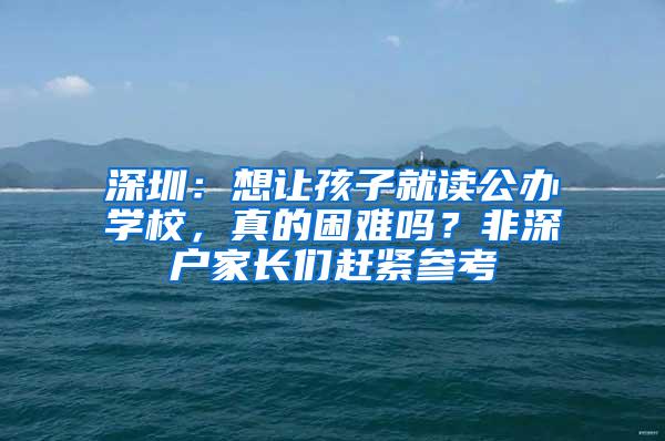 深圳：想让孩子就读公办学校，真的困难吗？非深户家长们赶紧参考