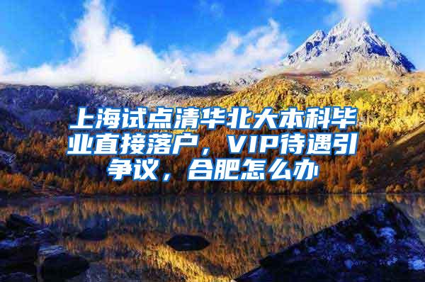 上海试点清华北大本科毕业直接落户，VIP待遇引争议，合肥怎么办