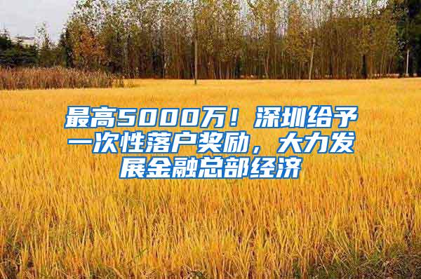 最高5000万！深圳给予一次性落户奖励，大力发展金融总部经济