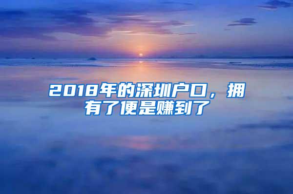 2018年的深圳户口，拥有了便是赚到了