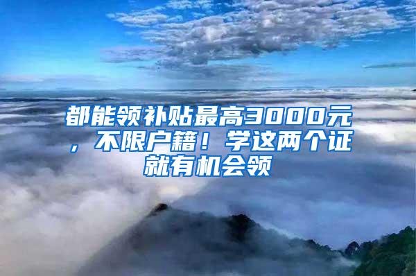 都能领补贴最高3000元，不限户籍！学这两个证就有机会领