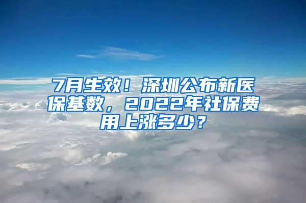 7月生效！深圳公布新医保基数，2022年社保费用上涨多少？