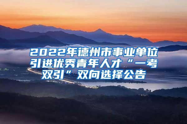 2022年德州市事业单位引进优秀青年人才“一考双引”双向选择公告