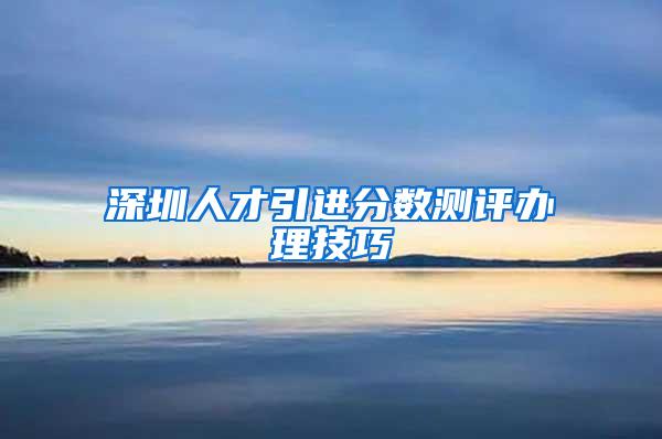 深圳人才引进分数测评办理技巧