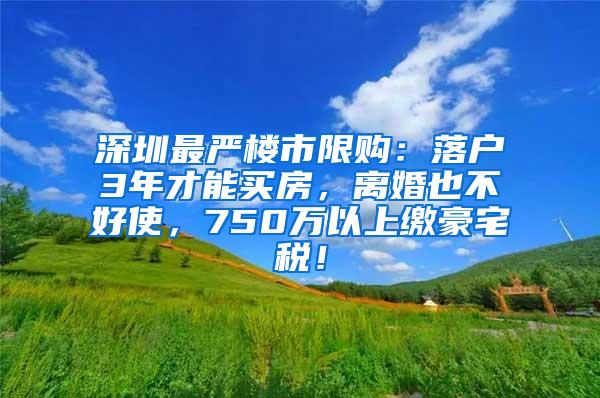 深圳最严楼市限购：落户3年才能买房，离婚也不好使，750万以上缴豪宅税！