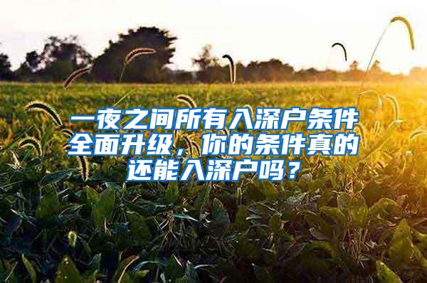 一夜之间所有入深户条件全面升级，你的条件真的还能入深户吗？