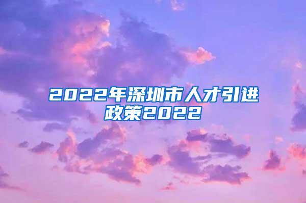 2022年深圳市人才引进政策2022