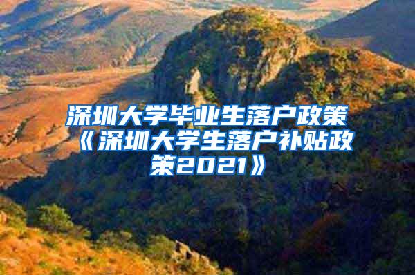 深圳大学毕业生落户政策《深圳大学生落户补贴政策2021》