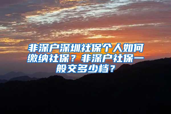 非深户深圳社保个人如何缴纳社保？非深户社保一般交多少档？