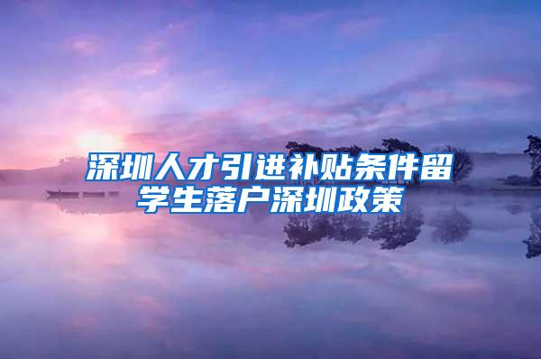 深圳人才引进补贴条件留学生落户深圳政策