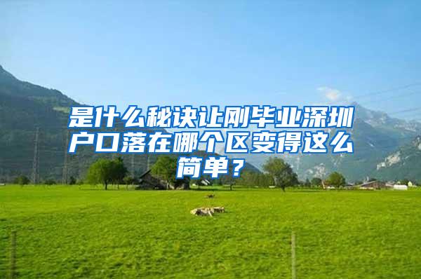 是什么秘诀让刚毕业深圳户口落在哪个区变得这么简单？