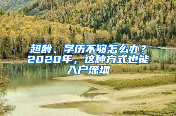 超龄、学历不够怎么办？2020年，这种方式也能入户深圳