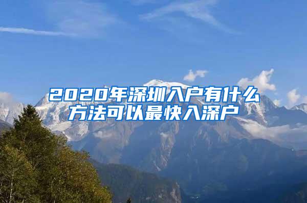 2020年深圳入户有什么方法可以最快入深户