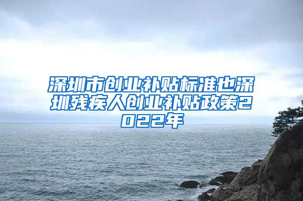 深圳市创业补贴标准也深圳残疾人创业补贴政策2022年