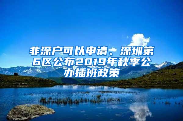 非深户可以申请、深圳第6区公布2019年秋季公办插班政策