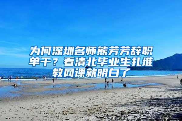 为何深圳名师熊芳芳辞职单干？看清北毕业生扎堆教网课就明白了