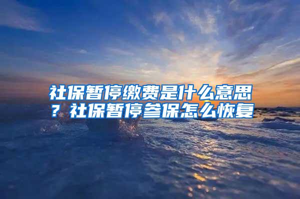 社保暂停缴费是什么意思？社保暂停参保怎么恢复