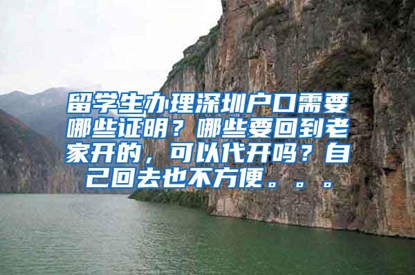 留学生办理深圳户口需要哪些证明？哪些要回到老家开的，可以代开吗？自己回去也不方便。。。