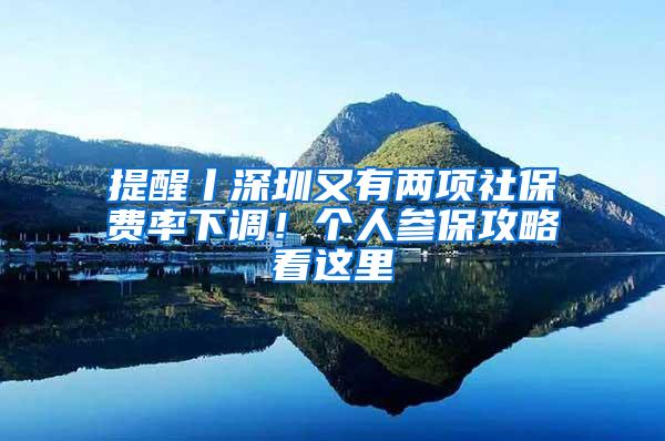 提醒丨深圳又有两项社保费率下调！个人参保攻略看这里