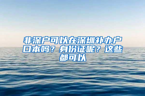 非深户可以在深圳补办户口本吗？身份证呢？这些都可以