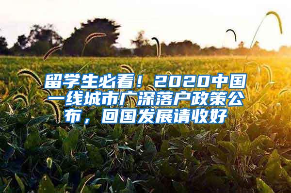 留学生必看！2020中国一线城市广深落户政策公布，回国发展请收好