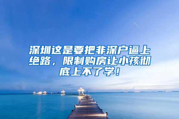 深圳这是要把非深户逼上绝路，限制购房让小孩彻底上不了学！