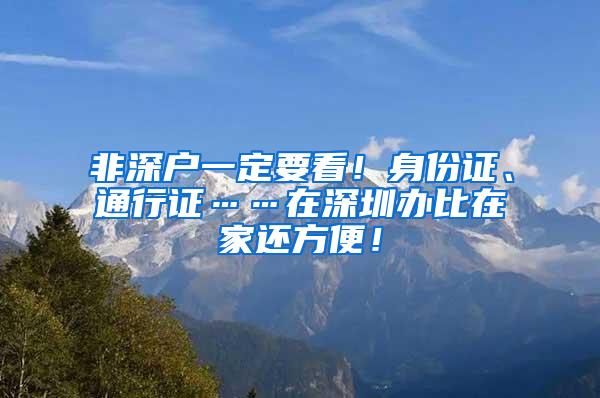 非深户一定要看！身份证、通行证……在深圳办比在家还方便！