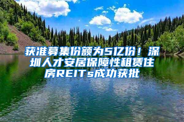 获准募集份额为5亿份！深圳人才安居保障性租赁住房REITs成功获批