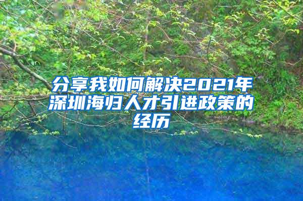 分享我如何解决2021年深圳海归人才引进政策的经历