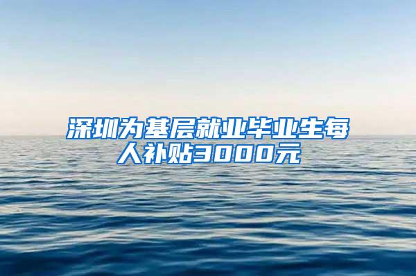 深圳为基层就业毕业生每人补贴3000元