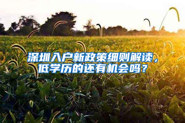 深圳入户新政策细则解读，低学历的还有机会吗？