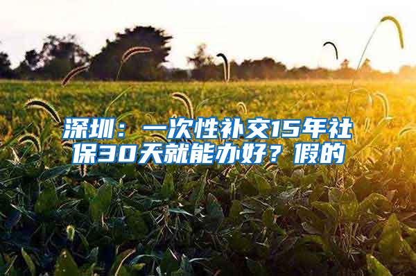 深圳：一次性补交15年社保30天就能办好？假的