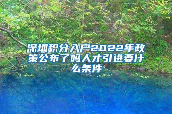 深圳积分入户2022年政策公布了吗人才引进要什么条件