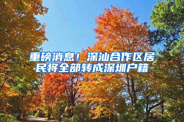 重磅消息！深汕合作区居民将全部转成深圳户籍