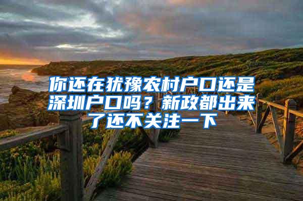 你还在犹豫农村户口还是深圳户口吗？新政都出来了还不关注一下