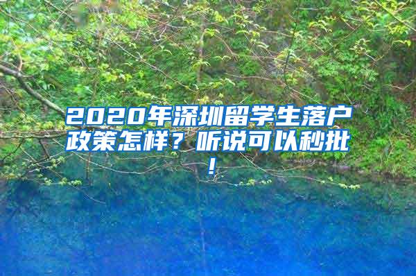 2020年深圳留学生落户政策怎样？听说可以秒批！