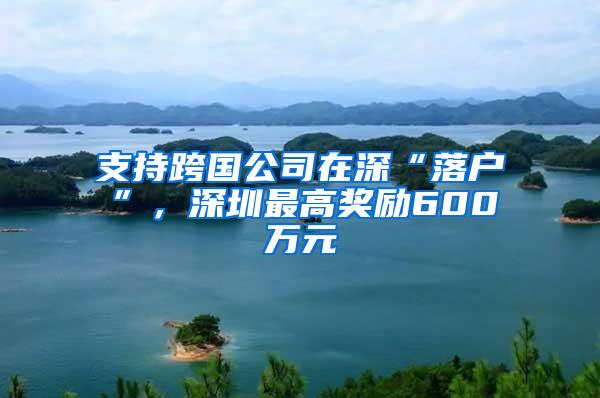 支持跨国公司在深“落户”，深圳最高奖励600万元