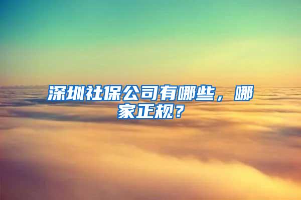 深圳社保公司有哪些，哪家正规？