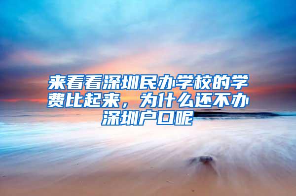 来看看深圳民办学校的学费比起来，为什么还不办深圳户口呢