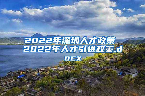 2022年深圳人才政策 2022年人才引进政策.docx