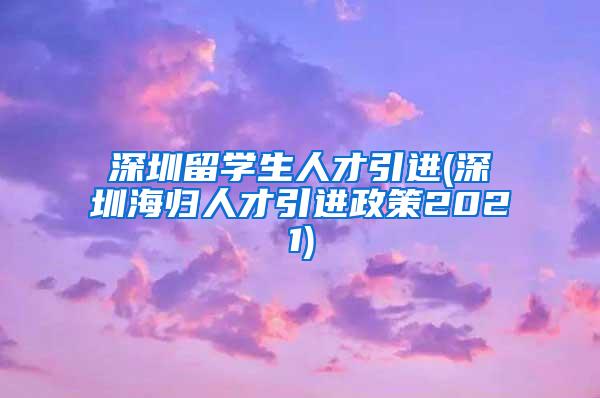 深圳留学生人才引进(深圳海归人才引进政策2021)