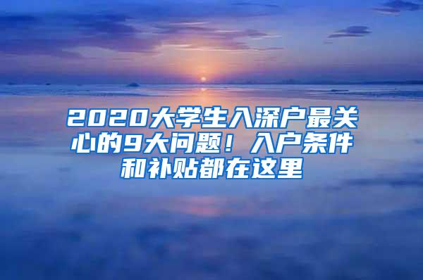 2020大学生入深户最关心的9大问题！入户条件和补贴都在这里