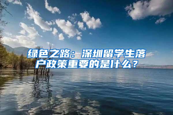 绿色之路：深圳留学生落户政策重要的是什么？