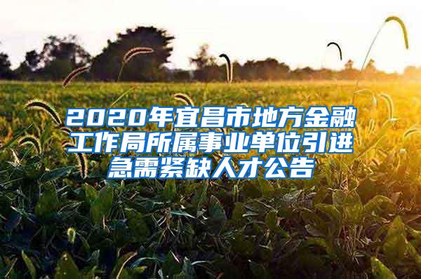 2020年宜昌市地方金融工作局所属事业单位引进急需紧缺人才公告